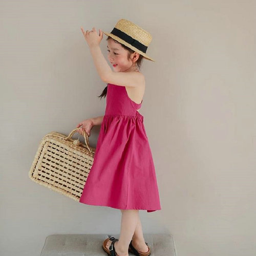 Girls skirt backless cross sweet dress princess skirt 24 summer clothes new foreign trade children's clothing drop shipping 3-8 years old