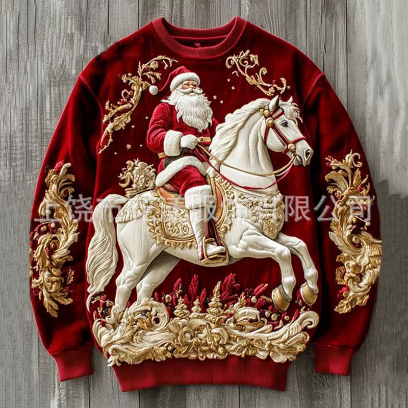 2026跨境欧美嘻哈系列数码3D印花男士街头圆领卫衣上衣