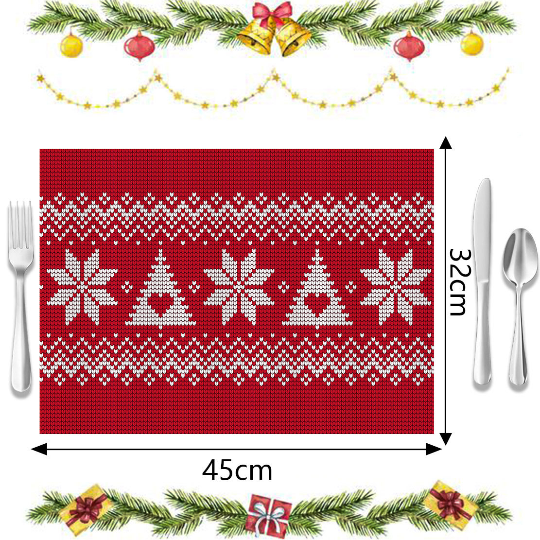 Weihnachts-Tischsets, Untersetzer, Weihnachtsdekoration, Tischsets, Hotel, Restaurant, Familie können für Tischsets verwendet werden_voghion.com