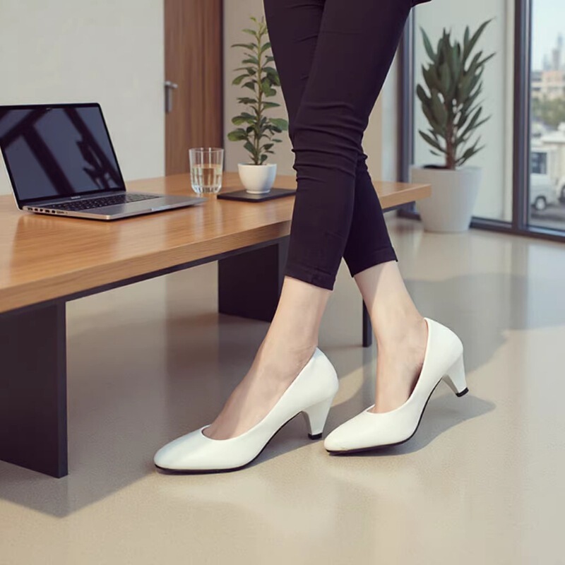 5cm Mid-Heel All-Season Shallow-Mouthed Single Shoes for Women, Office Mid-Heel Shoes, Solid Color Work Shoes, Sweet Style, Wholesale from Manufacturer