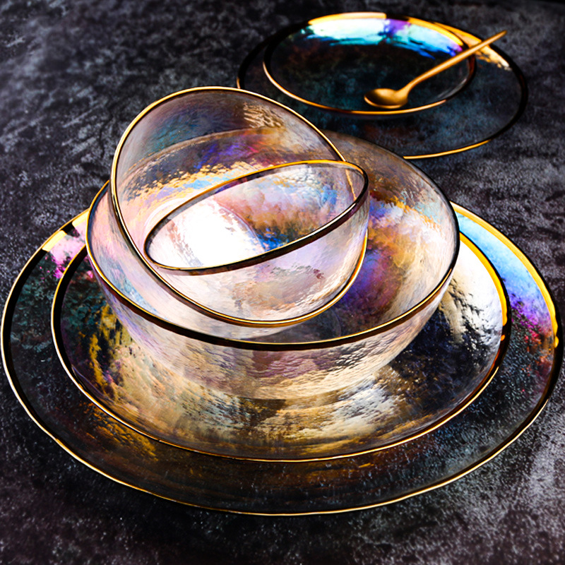 Colorful glass tableware handmade for home use
