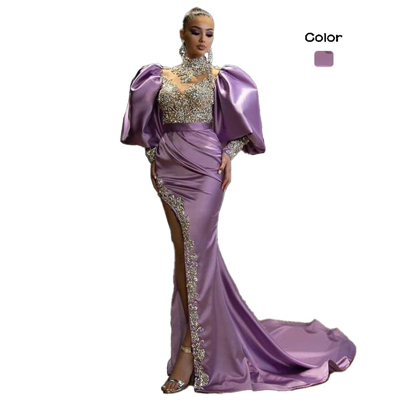 2025 Cross-Border Spring New Style Amazon European and American Women's Evening Dress Sequined Gold-Spattered Patchwork Dress Elegant Long Dress