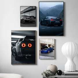 Jdm天际线海报Temu跨境亚马逊速卖通外贸工厂自定义打印帆布画芯