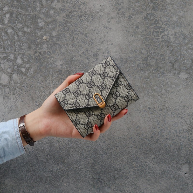 ins New European and American Simple Women's Wallet Women's Short Three-fold Small Wallet Women's Coin Purse Card Holder Wallet Trend