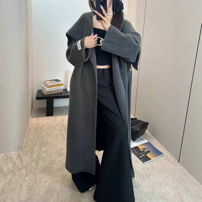 翻领长款过膝大被子毛衣外套女2025初秋季新款慵懒氛围针织开衫|undefined
