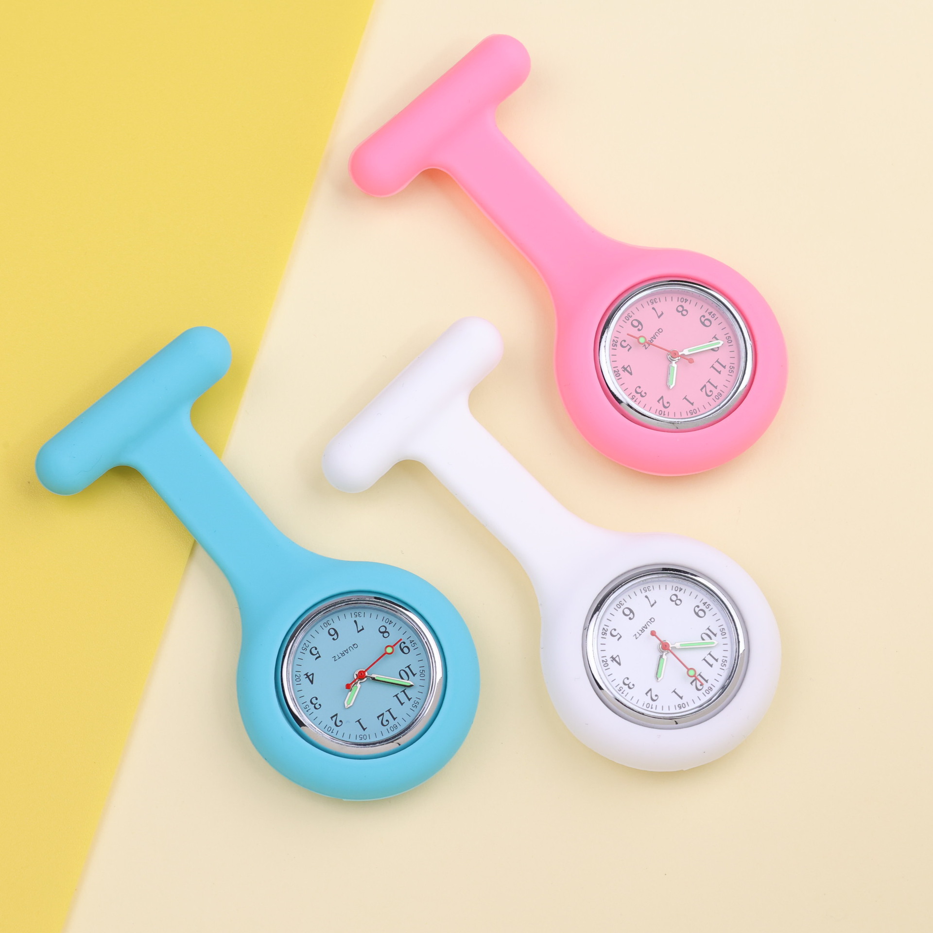 新款硅胶护士表马卡龙色学生简约怀表夜光指针电子表跨境外贸爆款