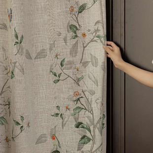 2025 Moonlight Linen Curtain Sheer New Chinese Style Landscape Zen Tea Room Wealth Bamboo Light-Transmitting Privacy Window Screen