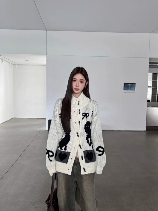 韩国正品openyy毛衣迪丽热巴同款毛针织开衫外套女宽松慵懒风秋冬|undefined