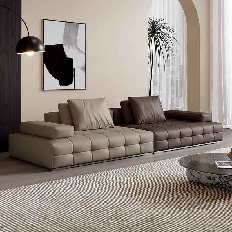 Lawrence Genuine Leather Sofa Top Layer Cowhide Italian Minimalist Large Living Room Modern Simple Light Luxury