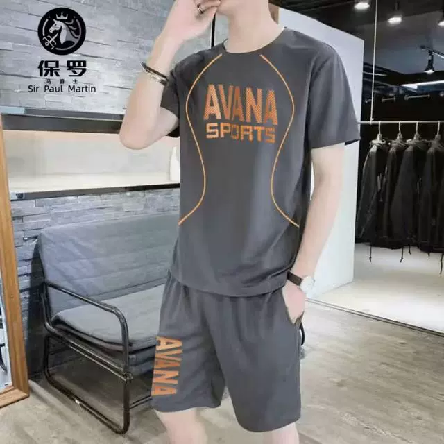 Pauloma Jazz быстросохнущий костюм большого размера, мужской повседневный костюм с круглым вырезом, дышащий модный спортивный костюм из обычного хлопка