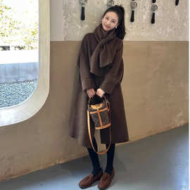 赫本风韩系高级感气质宽松显瘦毛呢外套女2025年冬季新款呢子大衣