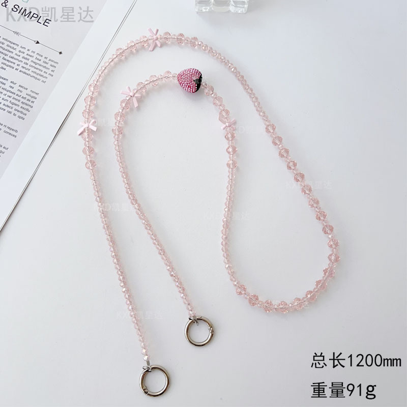 [핑크] 라인스톤 스트로베리 크로스체인