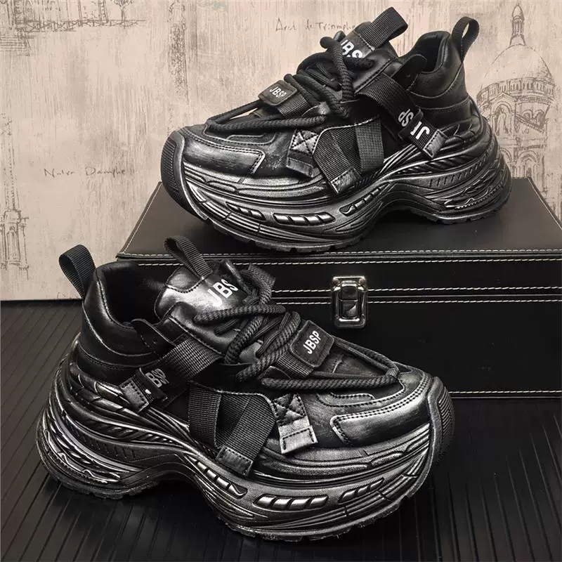 Мужская толстая подошва невидимая внутри 8cm спортивная обувь отца парижская мода