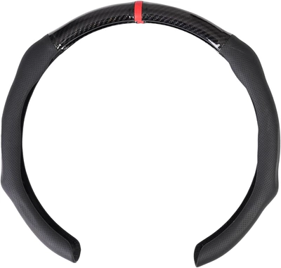 Steering wheel cover: carbon fiber Nappa suede car - 5d-carbon-fiber-logo-nappa-leather-black-38cm
