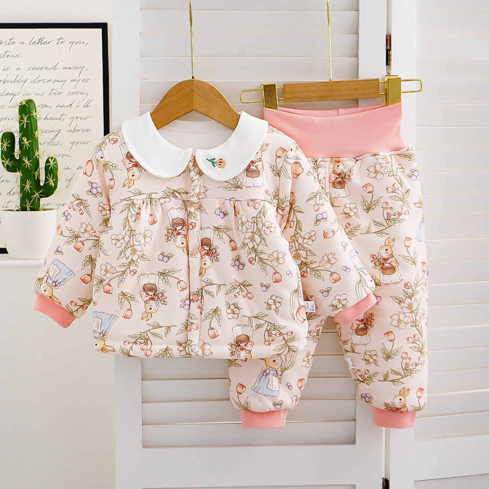 Princess style floral basket rabbit - cotton-padded outfit set