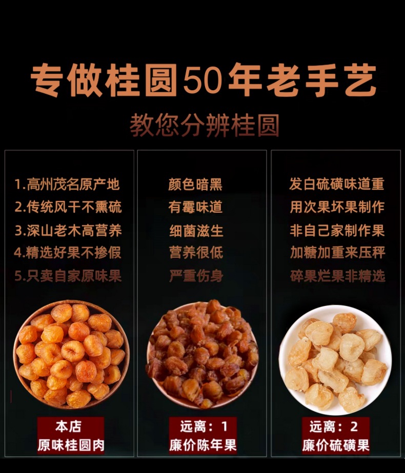 Dried Longan Fruit Meat Yuan Rou Seedless Old Tree Gaozhou 1000g Herbal Tea and Soup Ingredient in use
