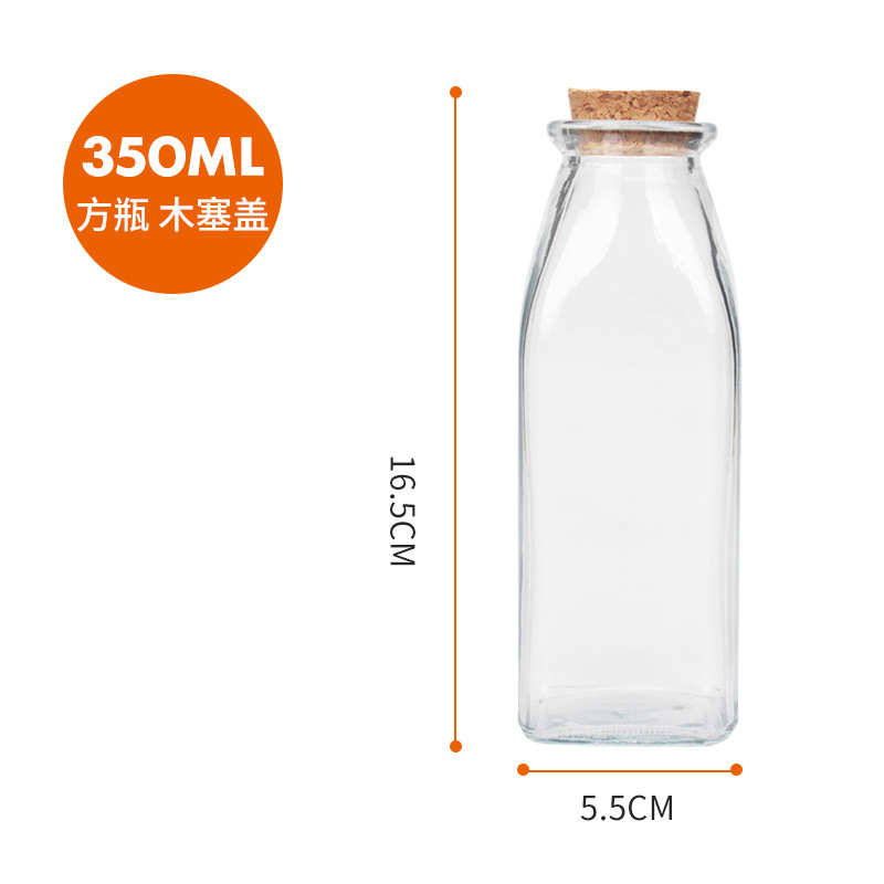 Botella de vidrio de té frío Botella de jugo de 350ml con tapa de aluminio para llevar botella de té de leche sellada botella de enzima de café recta