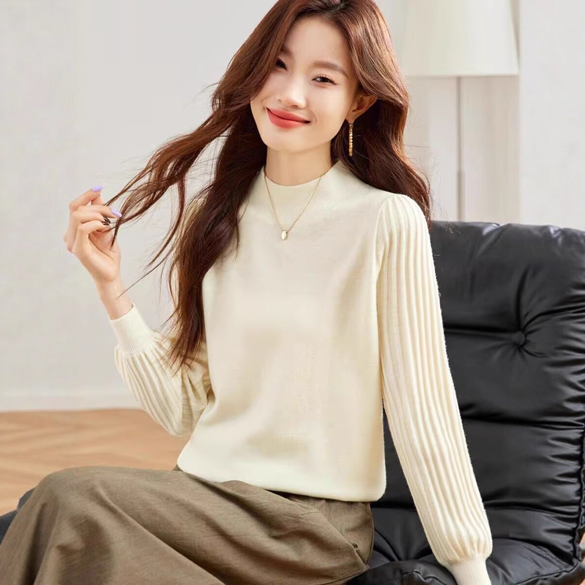 Base autumn elegant knitted body-friendly sweater
