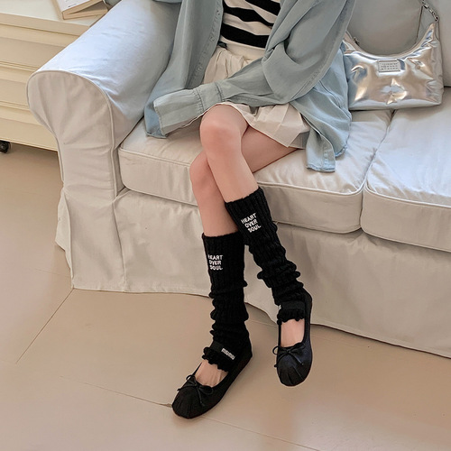 Autumn/Winter New Knitted Socks Set Women's Alphabet Embroidered Calf Socks, Stacking Leggings, Slimming Calf Socks Wholesale