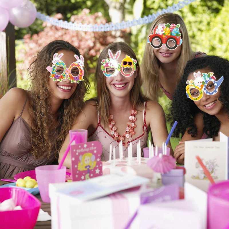 Nuevo estilo transfronterizo decoración de fiesta de Pascua gafas de papel accesorios para fotos festival de conejos suministros de decoración de Pascua