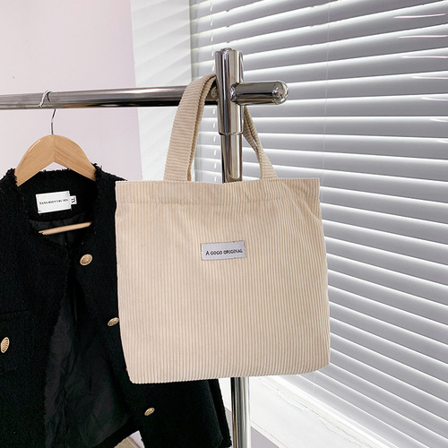 Lunch bag with ins light twill, thick and fresh sweet park small tote canvas bag, cream pure color office lunch box