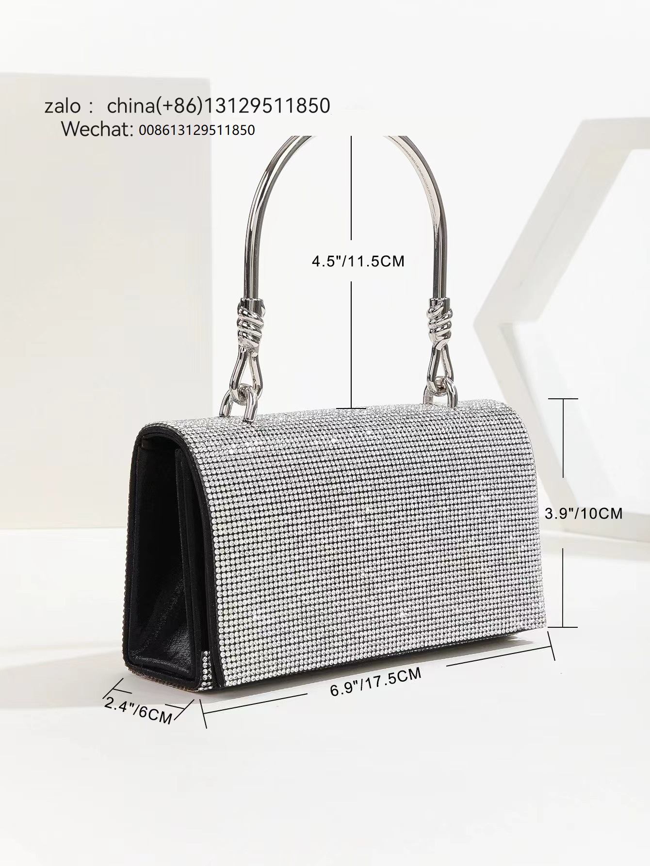 Neues Wasser-Silber-Promi-Abendkleid voller Diamanten, handgehaltene, schräge Straddle-Banketttasche_voghion.com