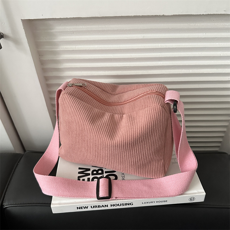 Estilo perezoso de pana casual estilo japonés artístico bandolera de un solo hombro elegante estudiante casual estilo coreano bolso de mano simple de las mujeres