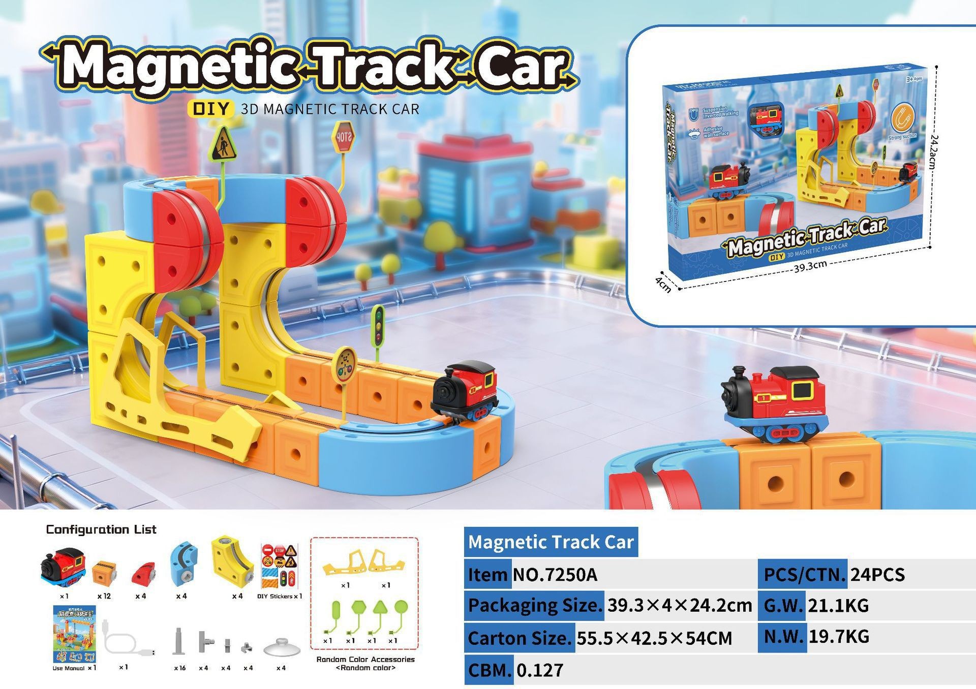 Transfronterizo antigravedad suspensión imitación de bloque de construcción magnética vagón de ferrocarril infantil tren pequeño juguetes juguetes niños juguetes niñas