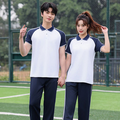 小中学生向けの新しい夏の男女学生服半袖スーツ、高校生向けの青と白の朗読グループユニフォーム、クラスユニフォーム
