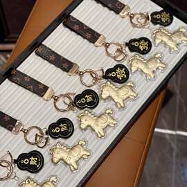 马年马上有钱发财钥匙扣包包挂件足金999高档礼物新年送礼高级感