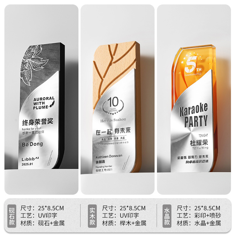 Nuevo Trofeo de Cristal, Premio de Reunión Anual, Distribución de Premios, Placa de Autorización de Cooperación Estratégica, Grabado de Honor, Empleado Destacado