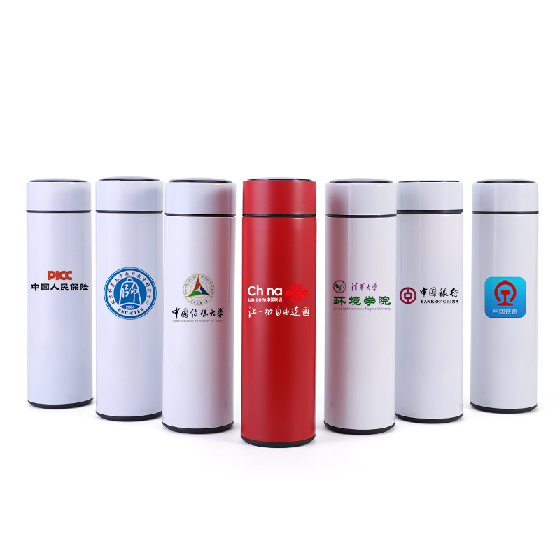 Negocio de acero inoxidable inteligente taza de aislamiento térmico Oficina taza recta hombres y mujeres publicidad regalo taza de agua personalización al por mayor