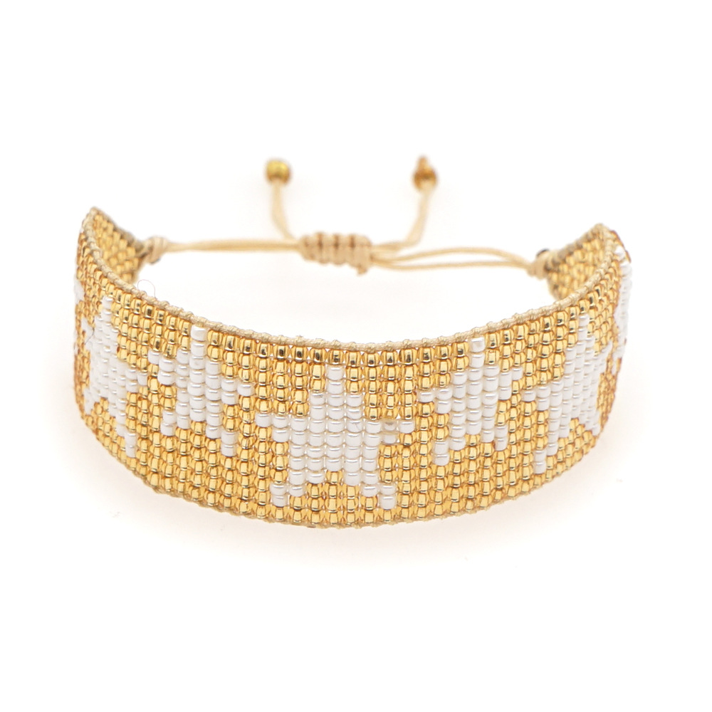 Europäische Und Amerikanische Internet-prominente Mode Persönlichkeit Mgb Reis Perlen Armband Hand Gewebtes Fünfzernes Stern Breites Armband Weiblich display picture 7