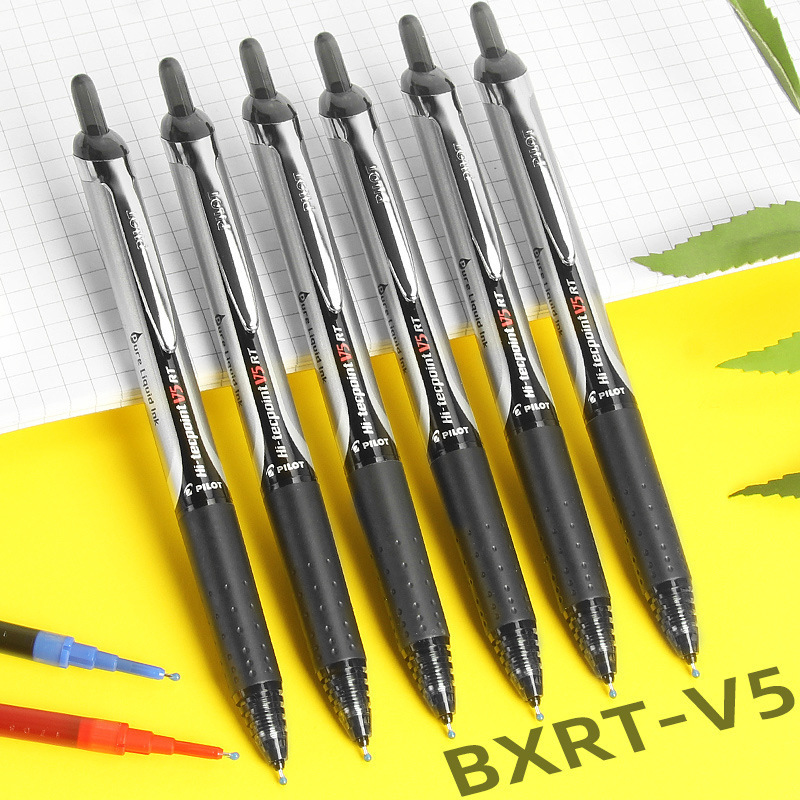 百楽中性筆開拓王BXRT-V5押し式筆学生試験でよく使われる黒水芯ジュースペン|undefined