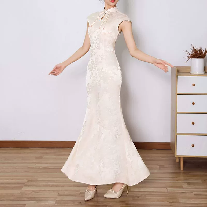 Summer cheongsam, retro dress drop-shaped, fish tail