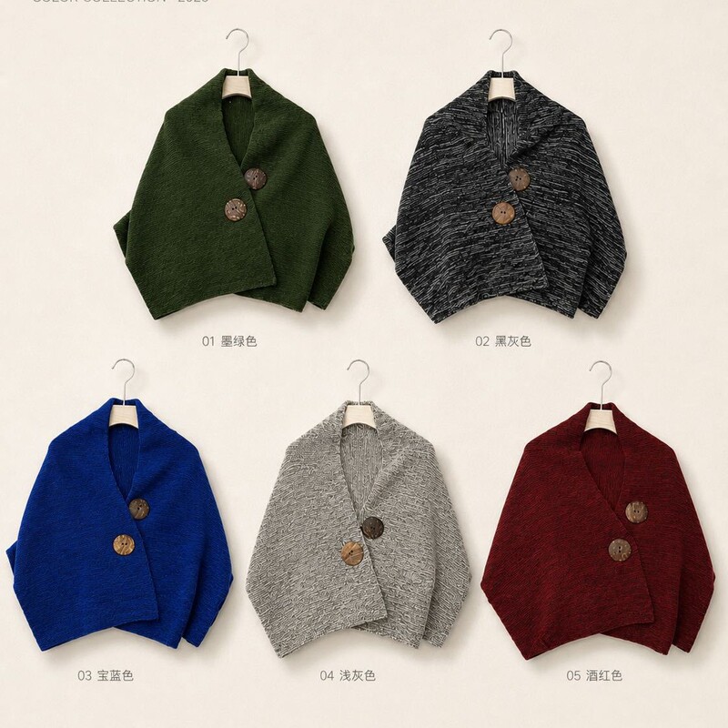 AR series coconut shell versatile new shawl, irregular design, warm knit, trendy, Instagram-style, relaxed fit, live-streaming style