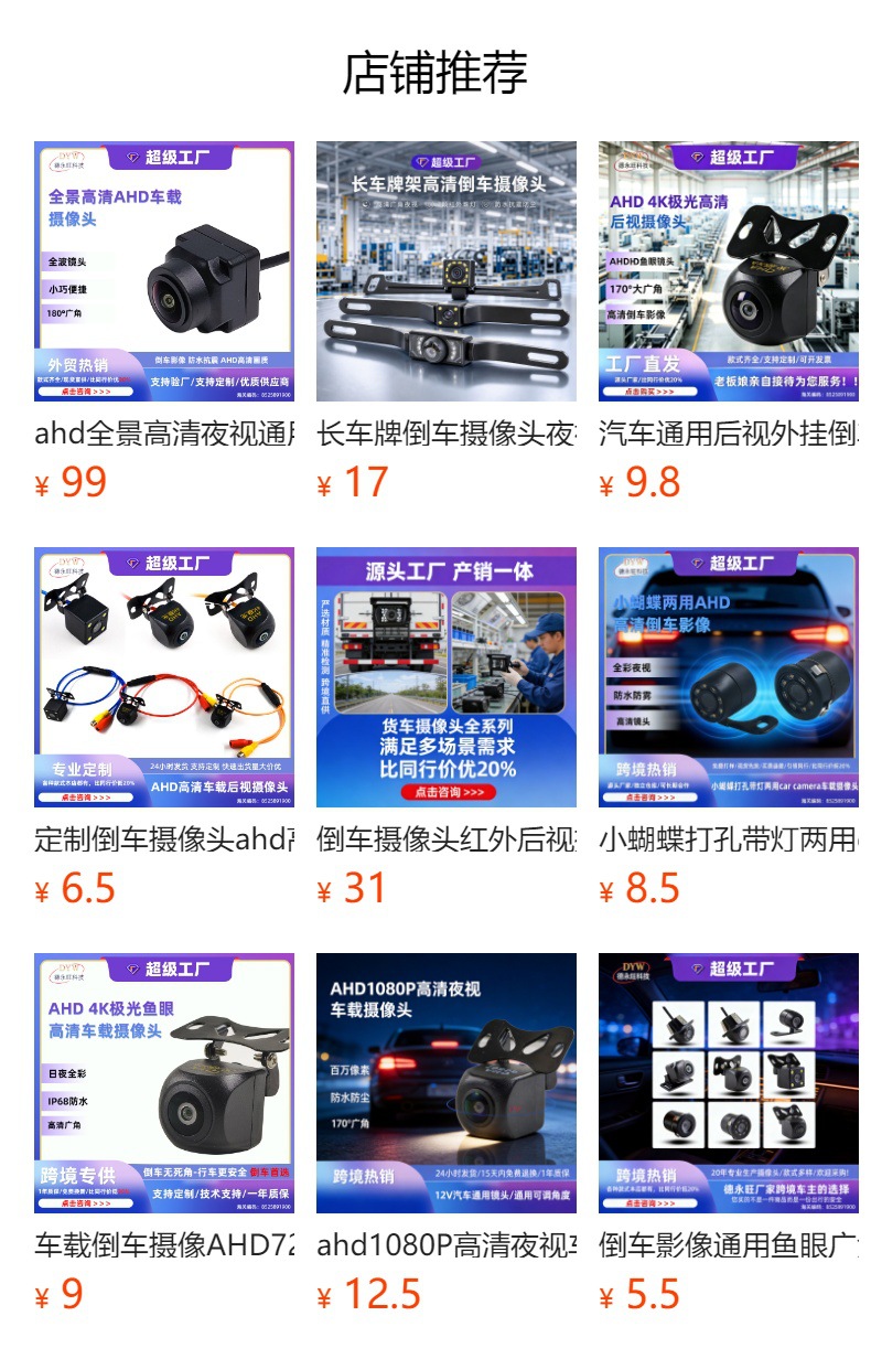 Universal Car-Mounted Ccd High-Definition Camera with Night Vision, Waterproof, Korean-Style Reversing 360 Panoramic View