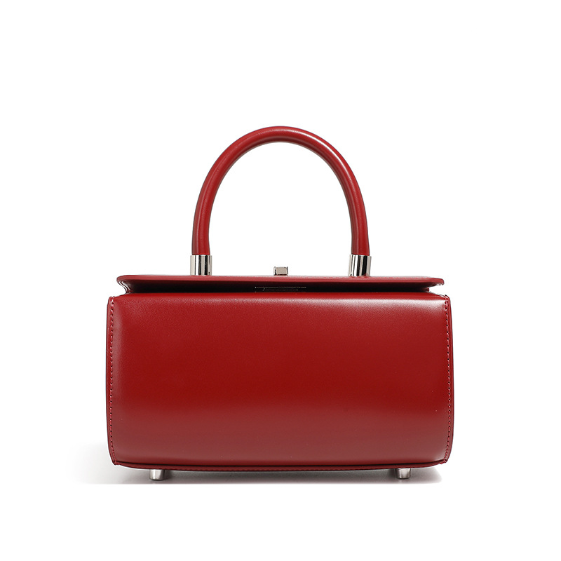 Luxury Cowhide Small Square Handbag For Women 2026 Spring/Summer Fashion Minimalist Shoulder Crossbody Doctor Box Bag - Thumbnail 7