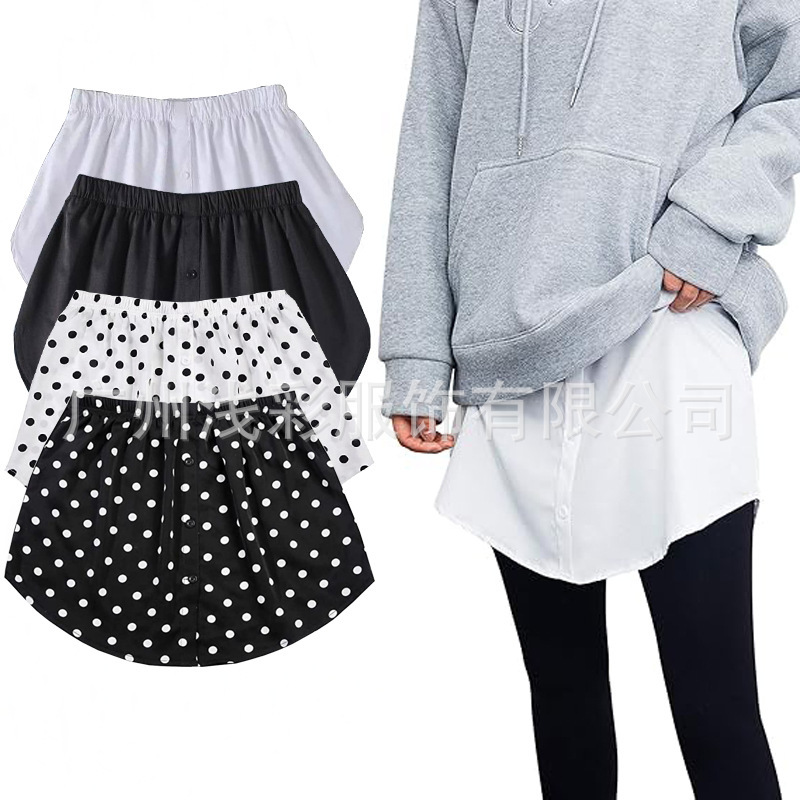Foreign Trade Women's Shirt Skirt Fake Hem Sweat Inner Wear Casual Base Skirt Women's Wave Dot Skirt Fake Skirt