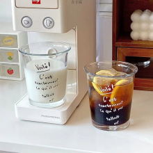 字母印花玻璃杯ins杯家用奶茶杯饮料杯果汁杯早餐杯咖啡杯子包邮