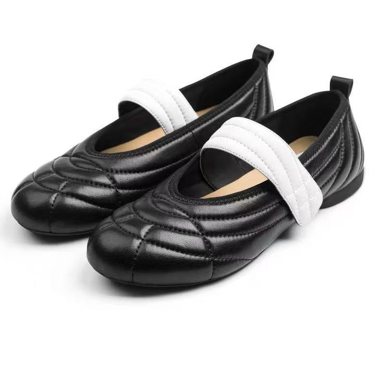 In-Stock Mary Jane Leather Shoes, Niche French Retro Round-Toe Ballet Flats for Women, Flat Shoes for Daily Commuting