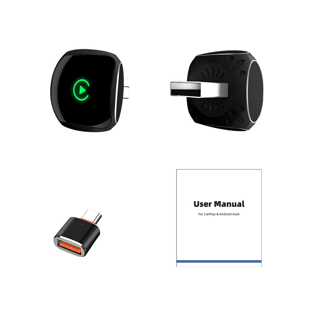 Cross-border best-selling mini portable wireless CarPlay adapter, compatible with Apple/Android devices, a 2-in-1 in-car connectivity box