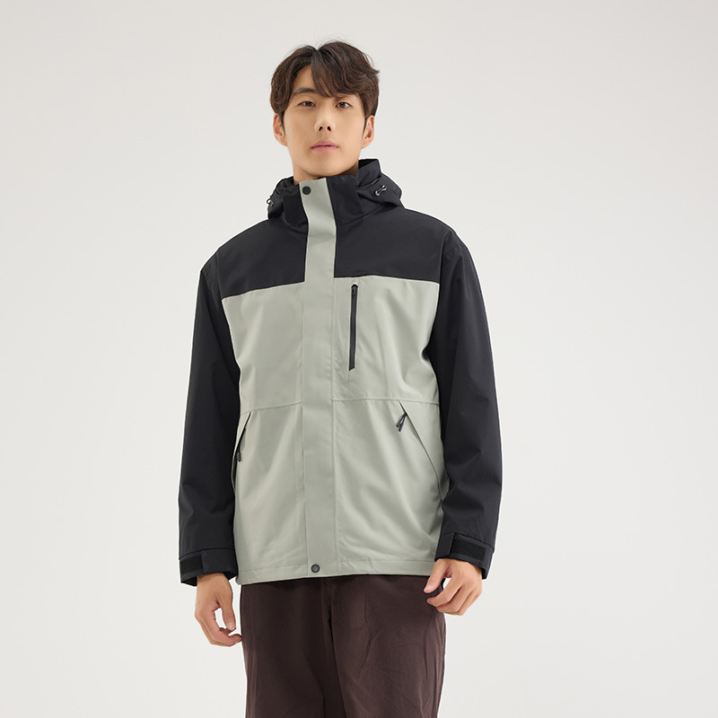 伯同風フルヒートシールアウトドアジャケット3in1、女性用取り外し可能防風防水、男性用登山服、ダウンジャケット