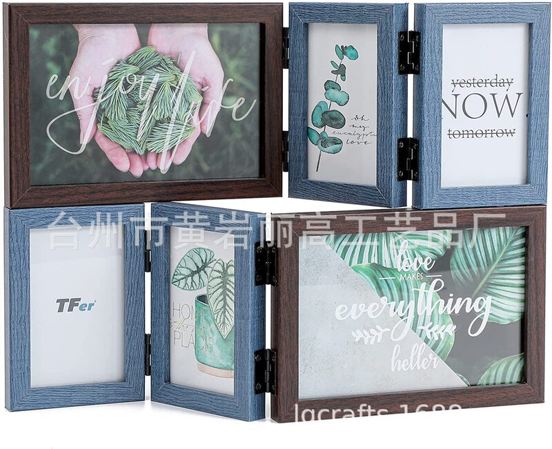 Wooden Photo Frame,hinged Picture Frame,desktop Family Photo Frame Collage,display Picture Brown & Blue Wooden Photo Frame,hinged Picture Frame,desktop Family Photo Frame Collage,display Picture Brown & Blue