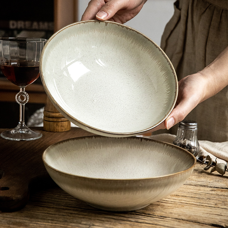 Retro Gradiente Douga Bowl 8 pulgadas tazón de platos de cerámica tazón de ensalada tazón de fideos práctico tazón de sopa tazón exportación transfronteriza