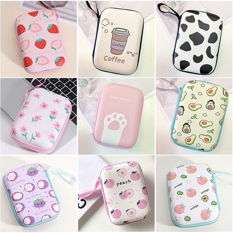 跨境批發數據線收納包硬殼ccd相機包eva收納盒耳機包裝盒卡通印花