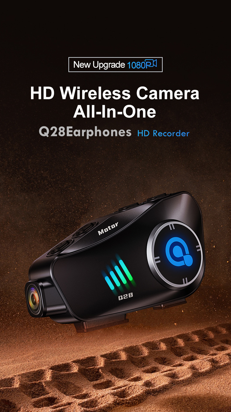 Q28 Helmet Bluetooth Headset Driving Recorder High-Definition Waterproof Motorcycle Helmet Headset Driving Recording Device