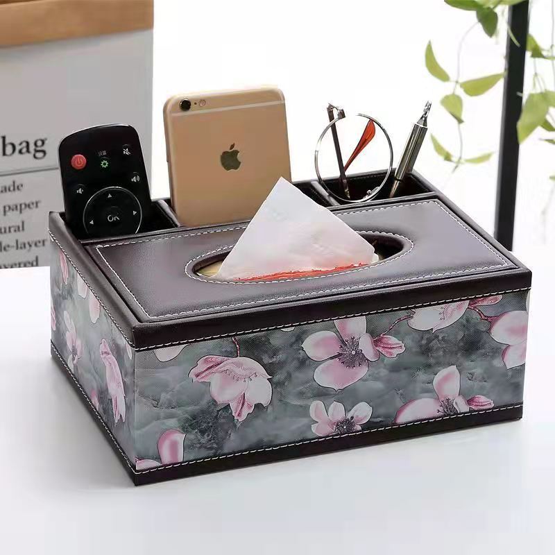 多目的ペーパーボックスリビングルーム荷物収納ボックスリビングルームお茶テーブルリモコン収納ボックスレザーティッシュボックス|undefined