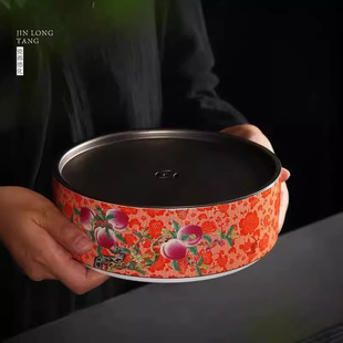 Ceramic Enamel Color Shoutao Single Layer Cover Bowl Pot Bearing Water Storage Type Round Dry Soaking Table Pot Plate Pot Cushion Teapot Bearing