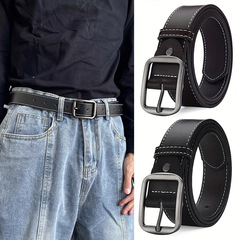 Men's Pin-Clasp Leather Belt | Youthful Hong Kong-Style Trendy Instagram-Worthy Minimalist Denim Waistband | Unisex & Versatile Pant Strap